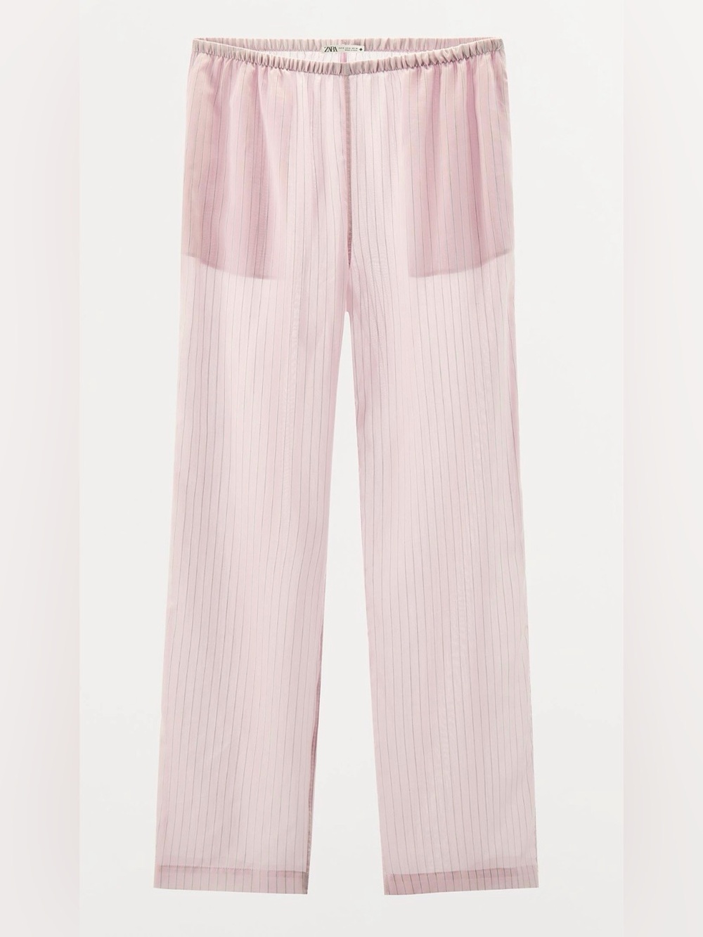 Zara Silk Light Pink Pinstripe Pull-On Pajama Pants